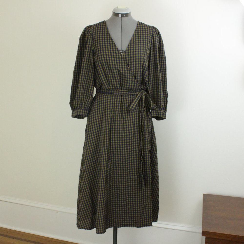 A New Day Checked V Neck Midi Dress